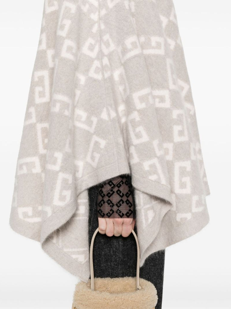Logo-intarsia Hooded Poncho
