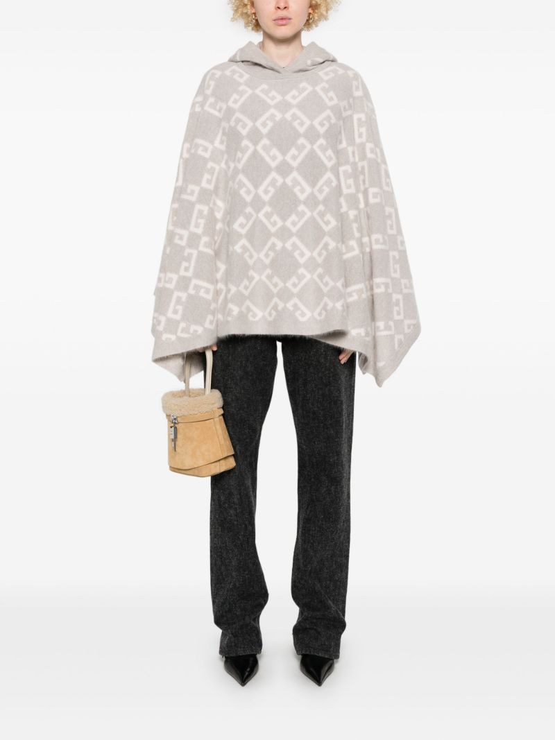 Logo-intarsia Hooded Poncho