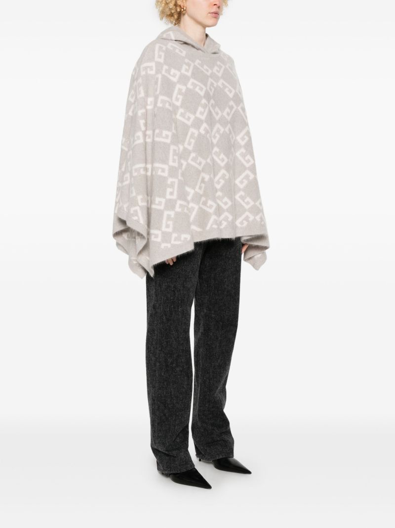 Logo-intarsia Hooded Poncho