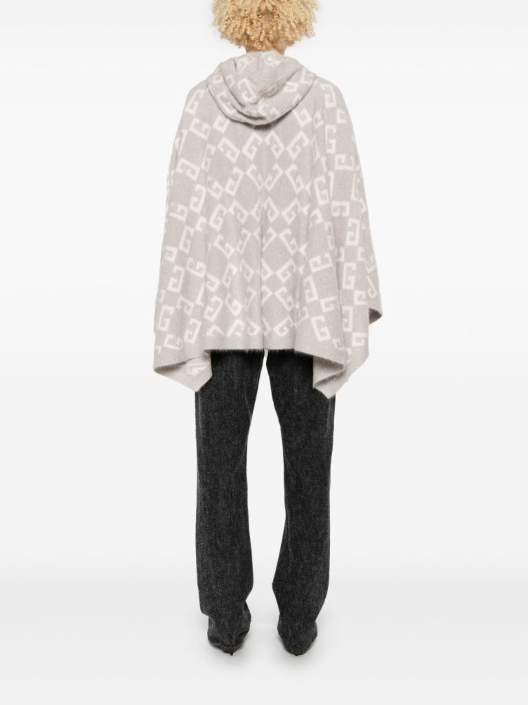 Logo-intarsia Hooded Poncho