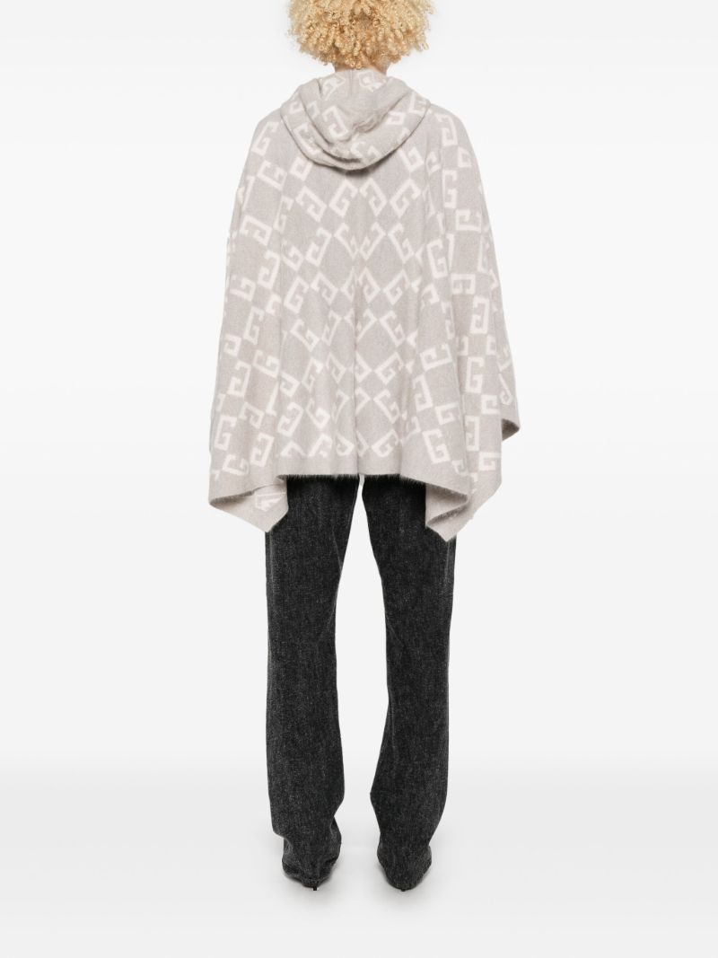 Logo-intarsia Hooded Poncho
