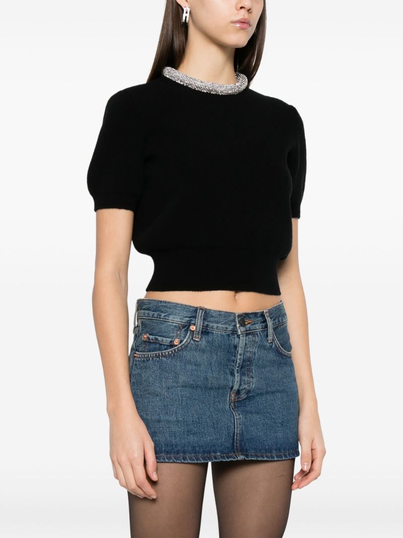 Black Crystal-embellished Top