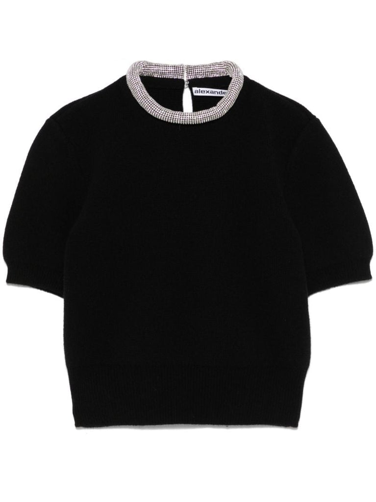 Black Crystal-embellished Top