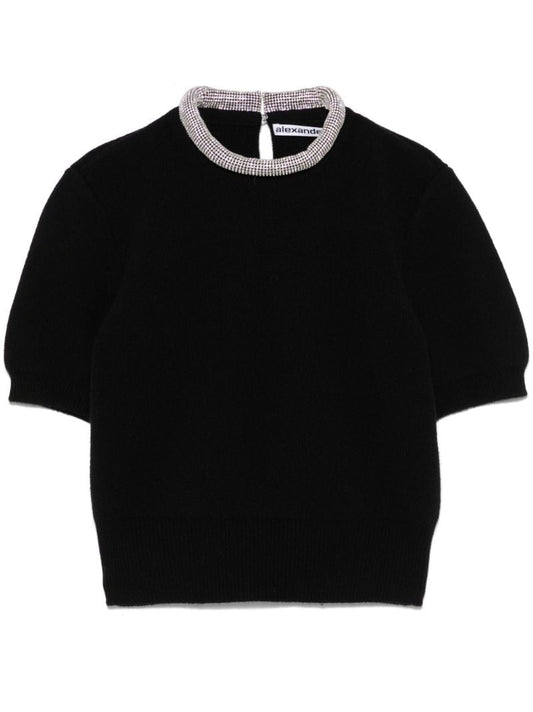Black Crystal-embellished Top