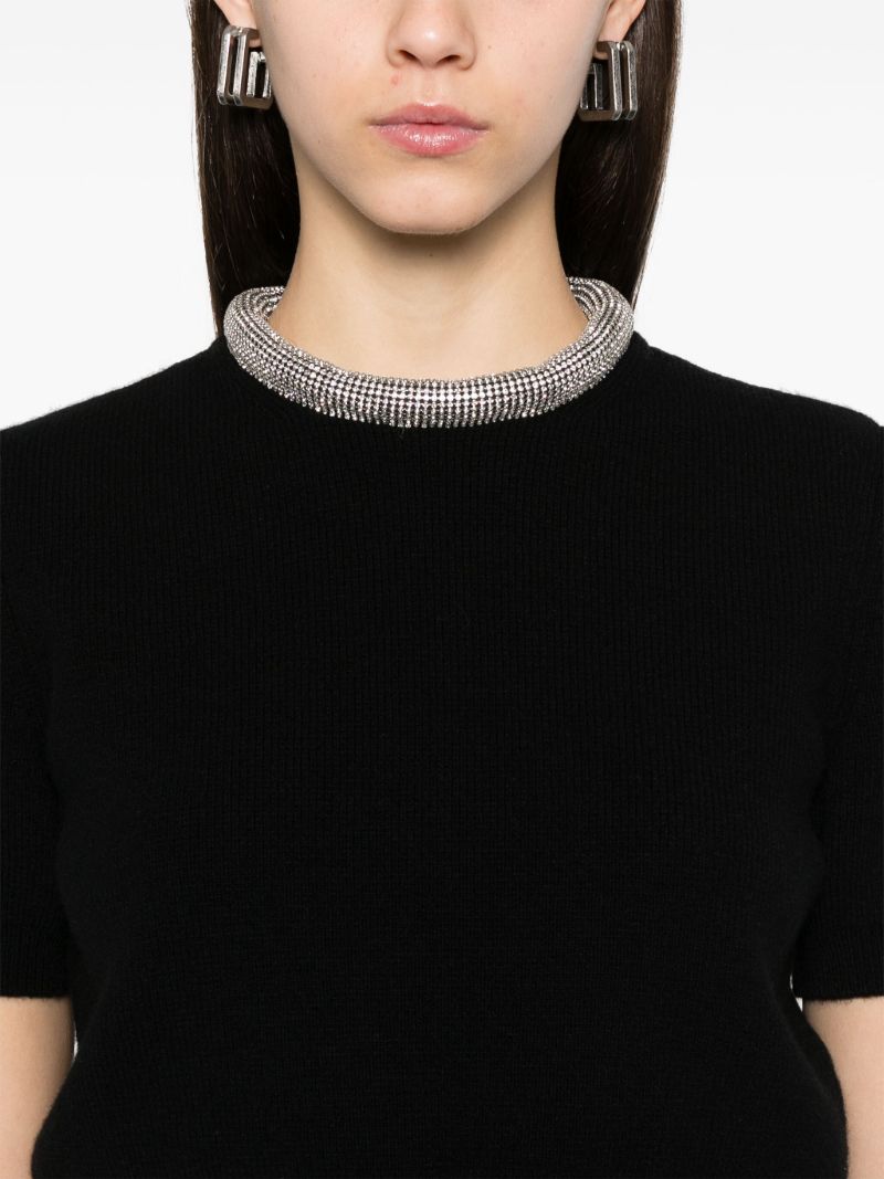 Black Crystal-embellished Top