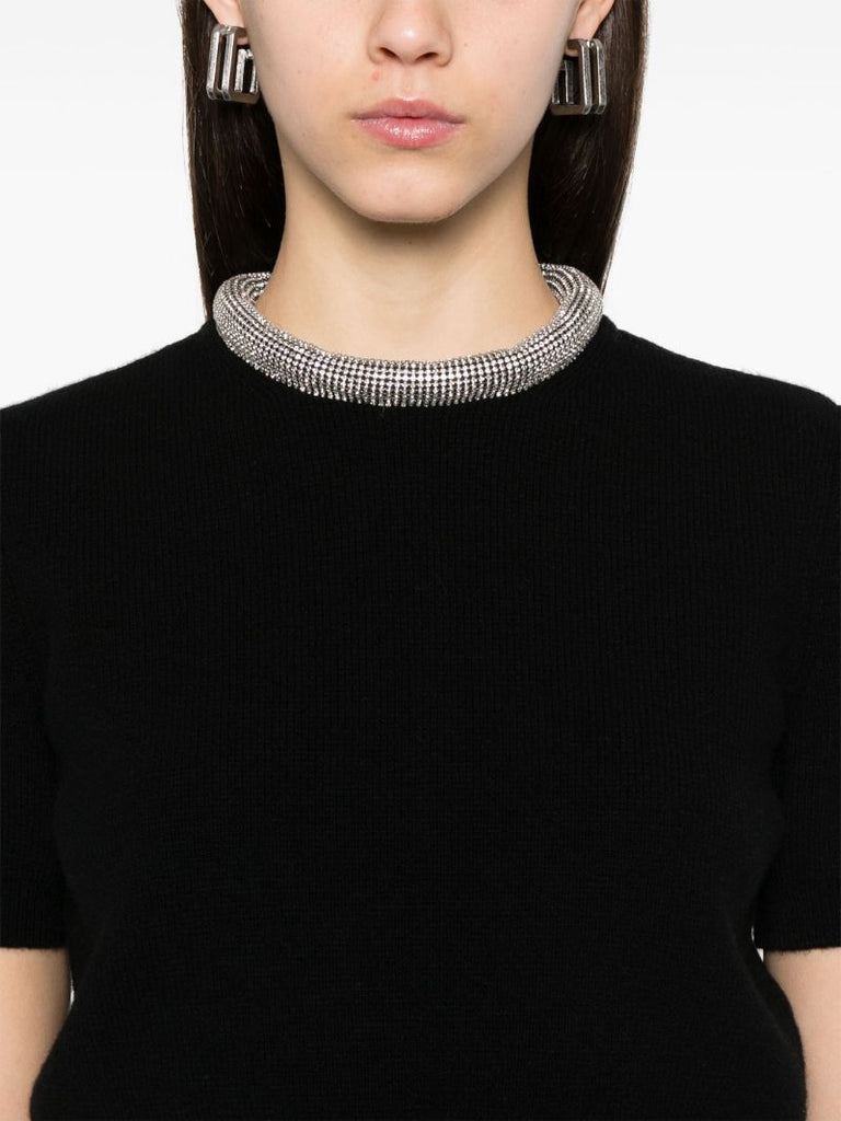 Black Crystal-embellished Top