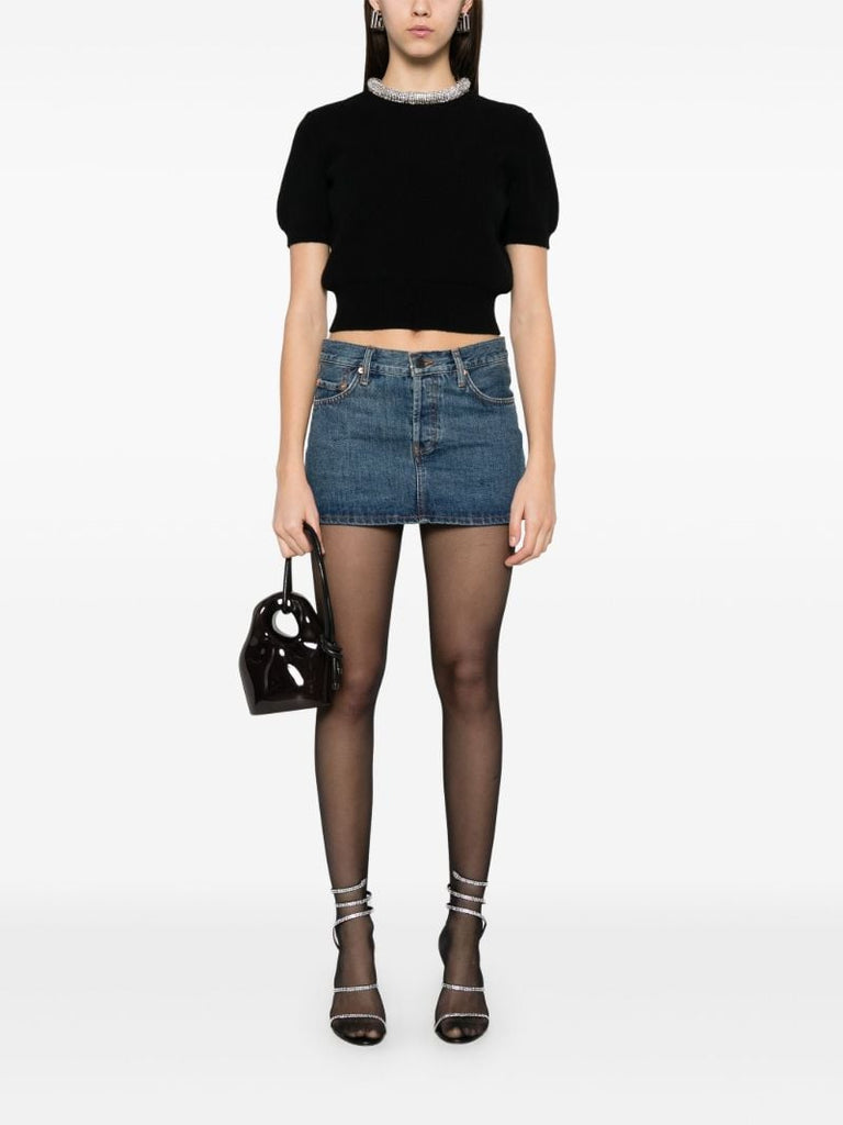 Black Crystal-embellished Top