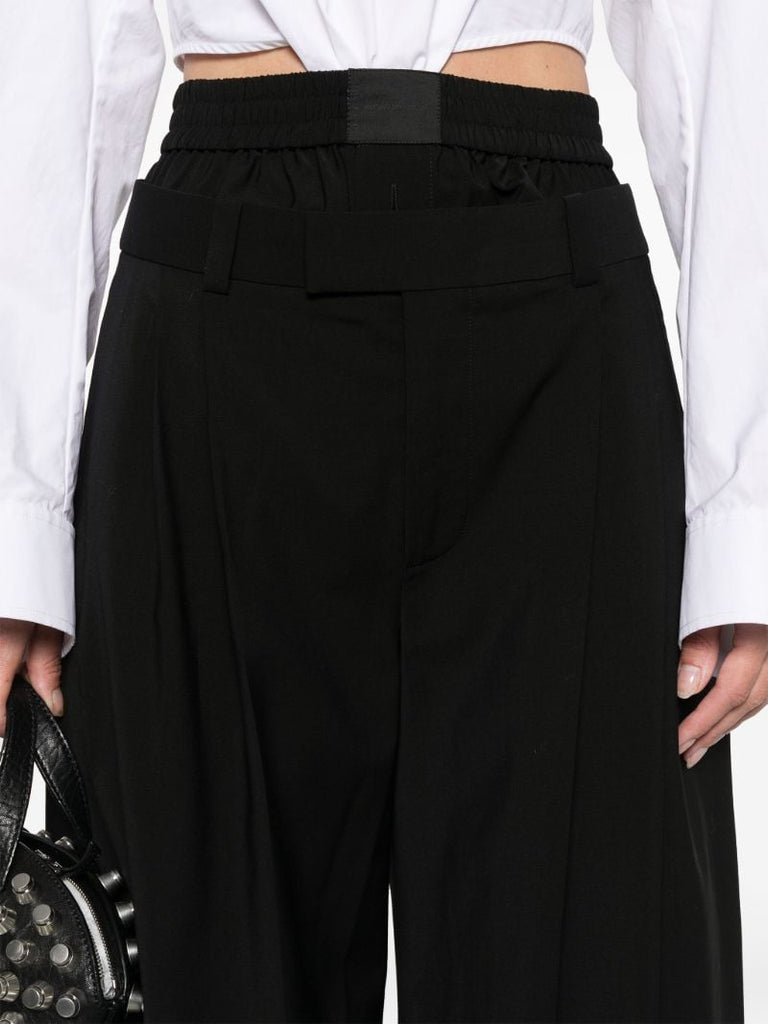 Boxer-detailed Wide-leg Trousers