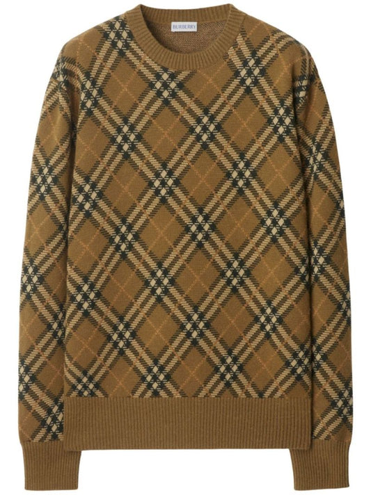 Check Wool Mohair Blend Sweater