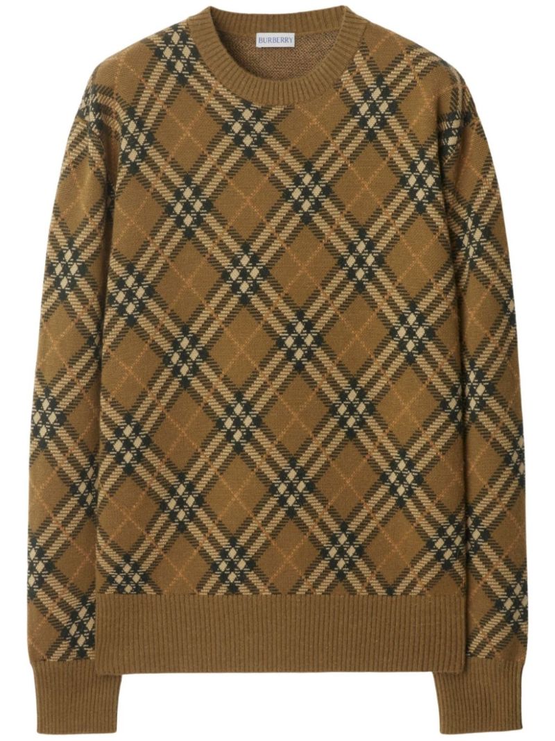Check Wool Mohair Blend Sweater