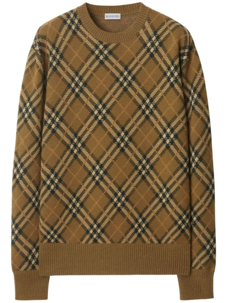 Check Wool Mohair Blend Sweater