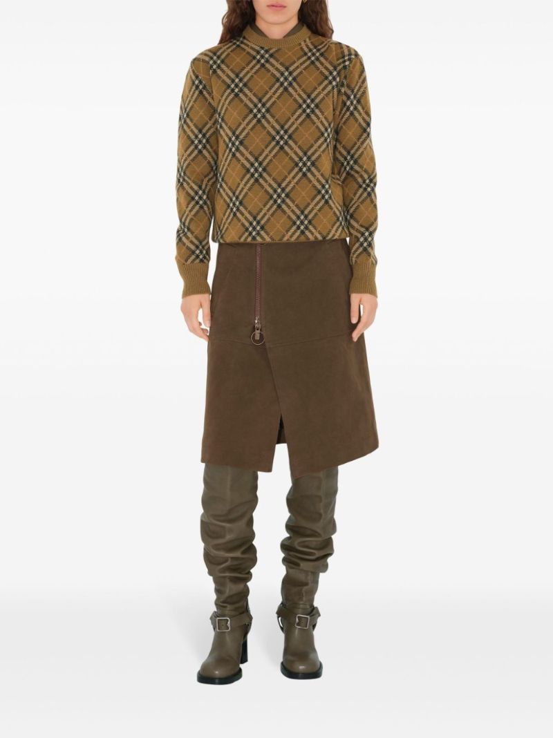 Check Wool Mohair Blend Sweater