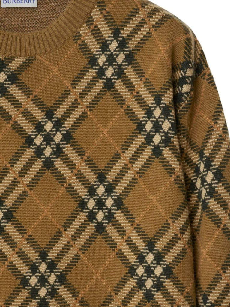 Check Wool Mohair Blend Sweater
