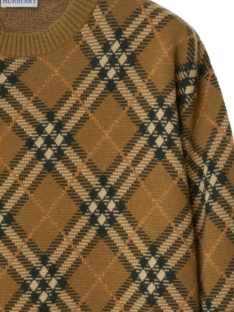 Check Wool Mohair Blend Sweater