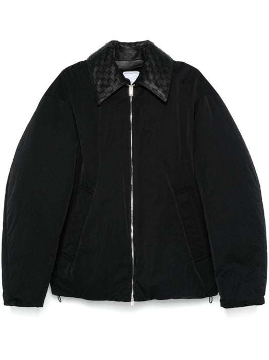 Intrecciato-collar Padded Jacket