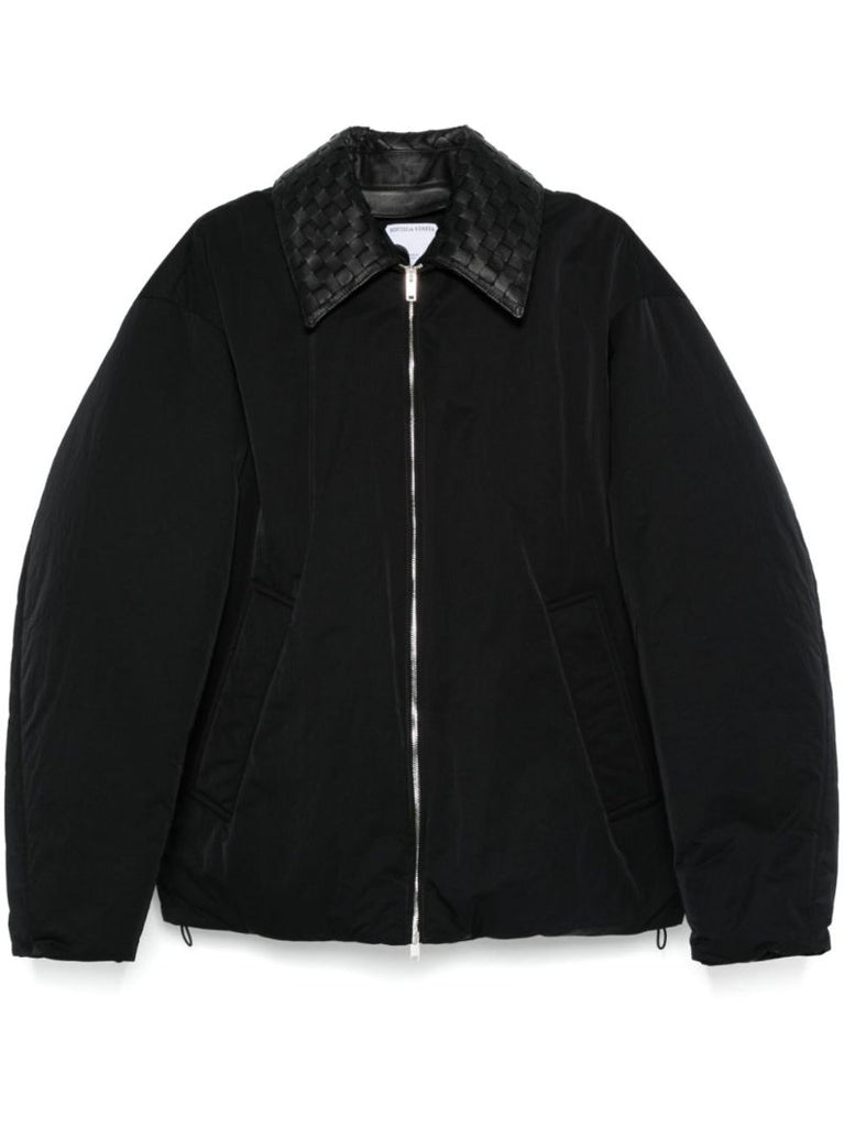 Intrecciato-collar Padded Jacket