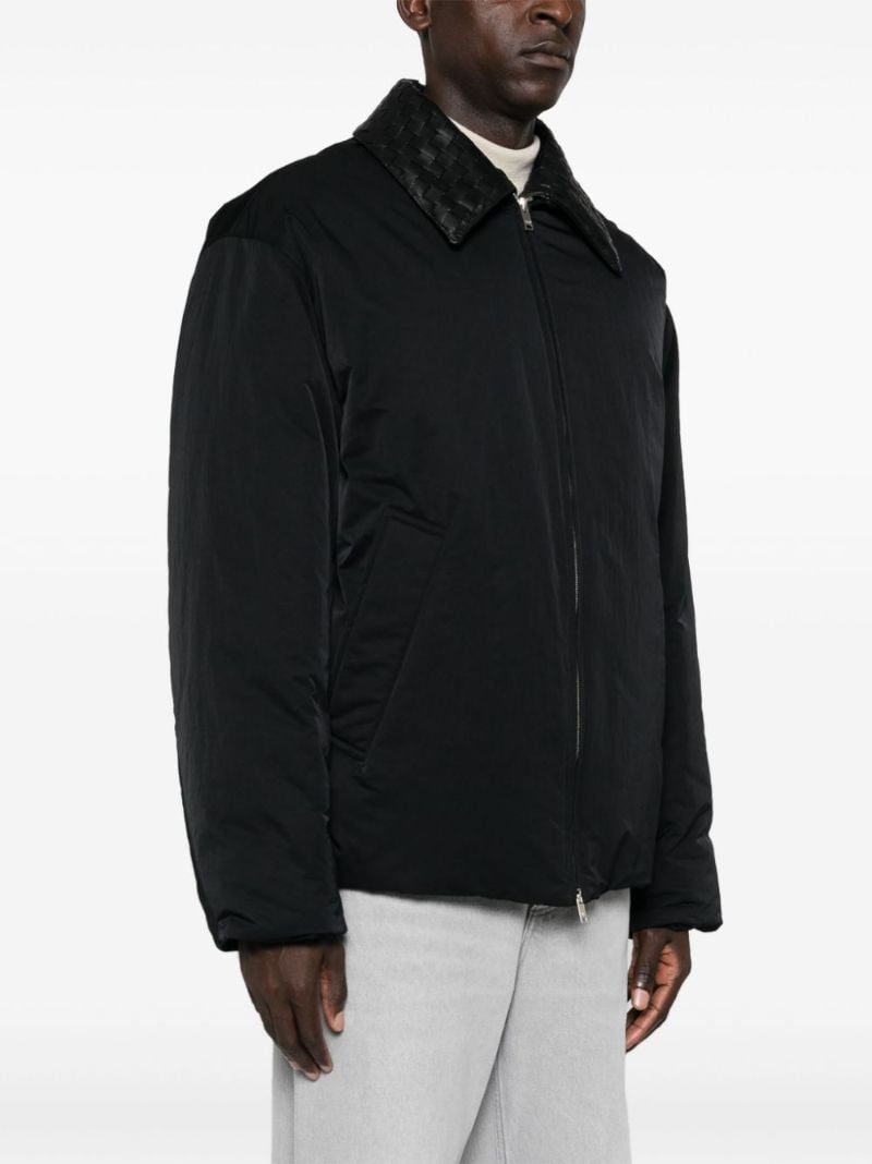 Intrecciato-collar Padded Jacket