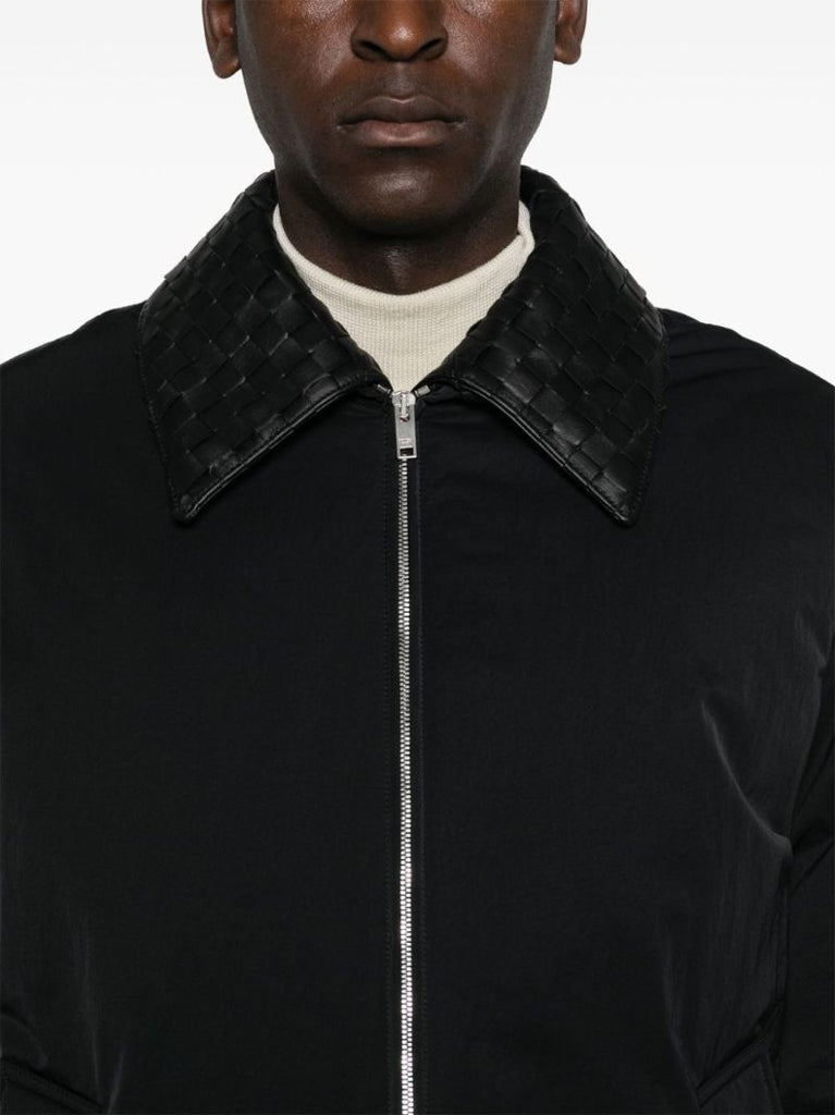Intrecciato-collar Padded Jacket