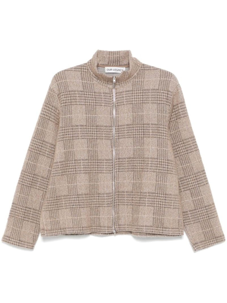 Checkered Zipped Cardigan