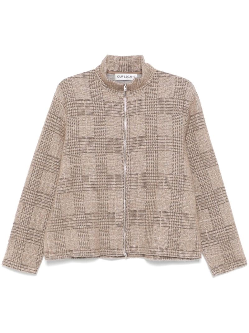 Checkered Zipped Cardigan