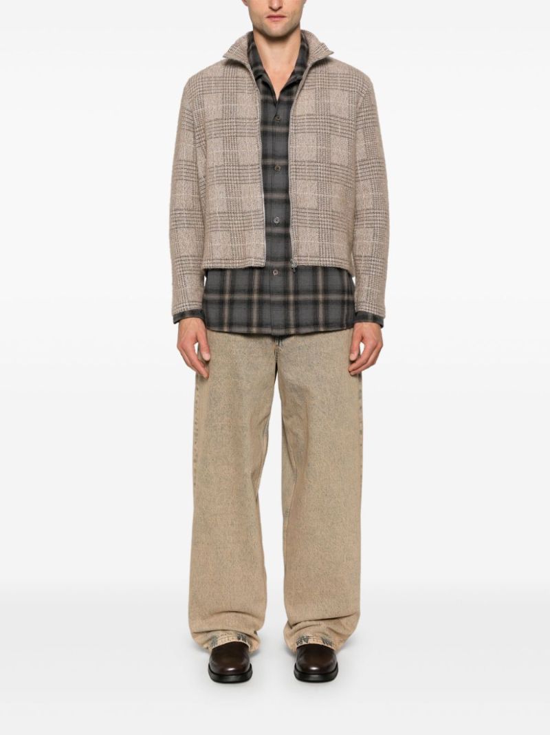 Checkered Zipped Cardigan