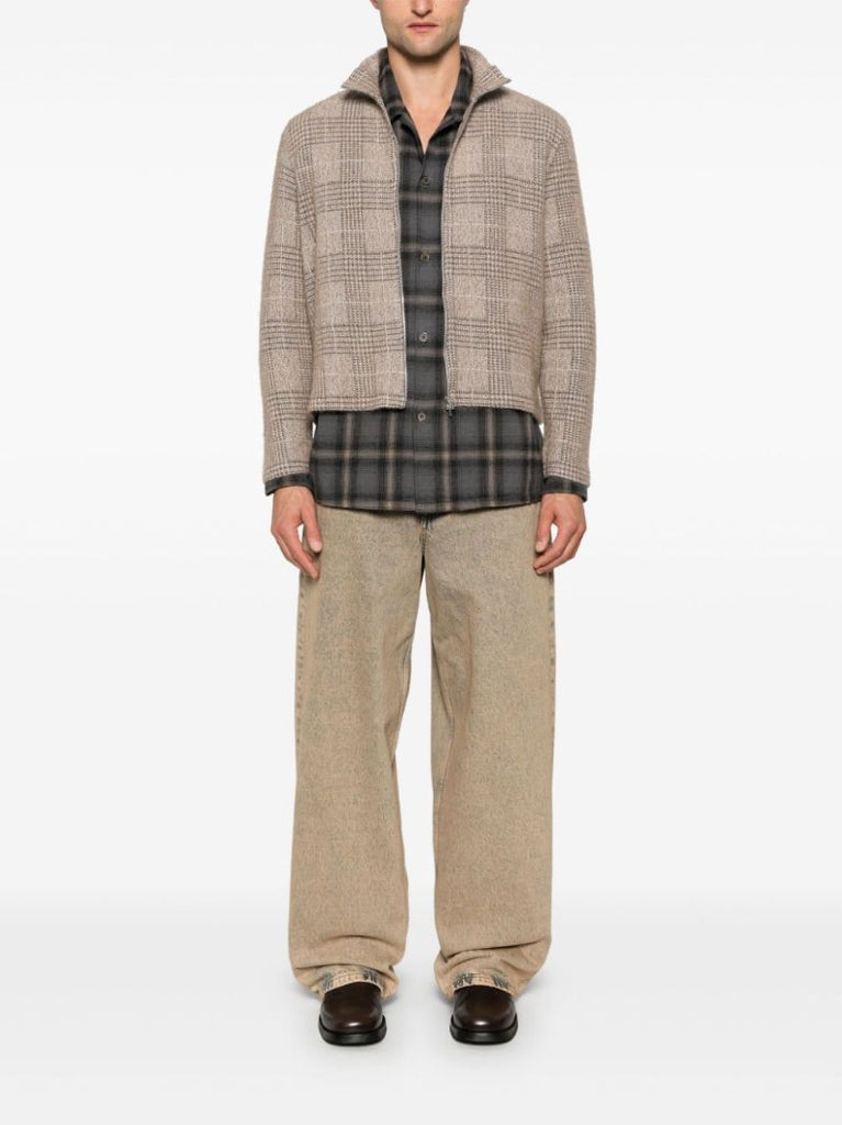 Checkered Zipped Cardigan