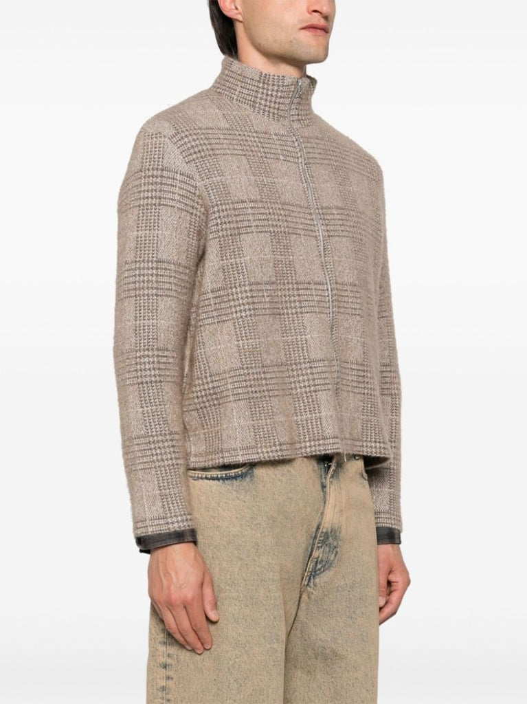 Checkered Zipped Cardigan