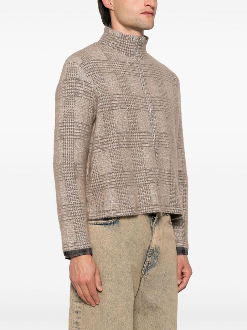 Checkered Zipped Cardigan