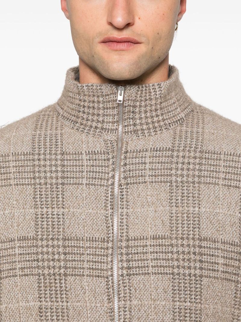 Checkered Zipped Cardigan