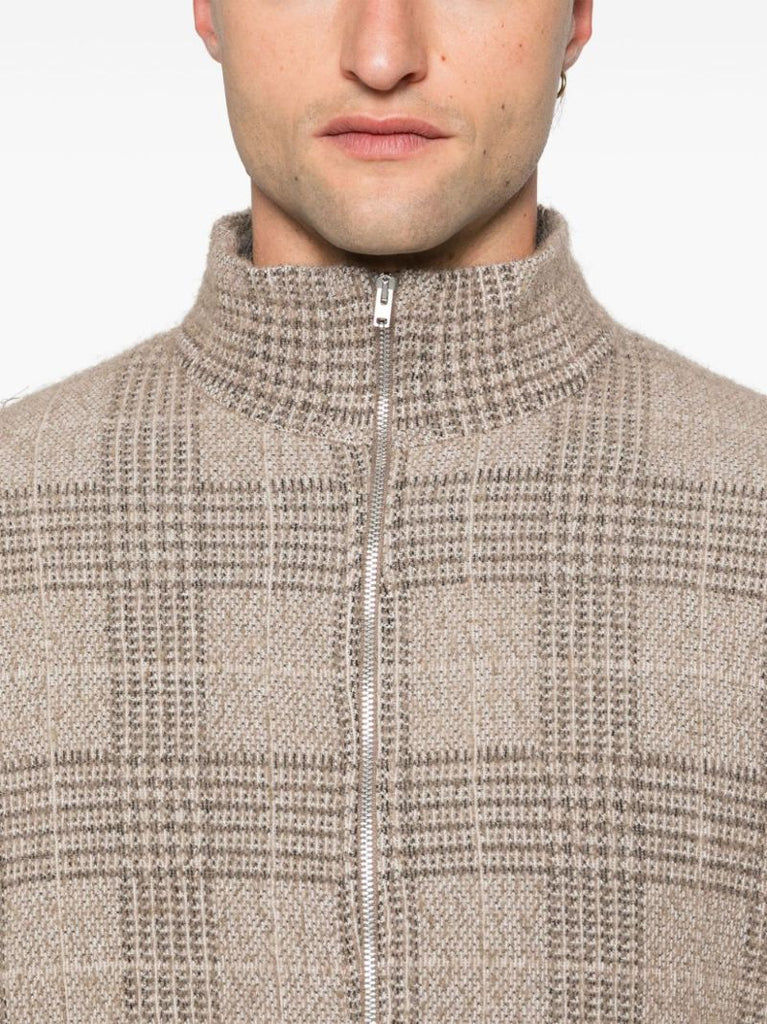 Checkered Zipped Cardigan