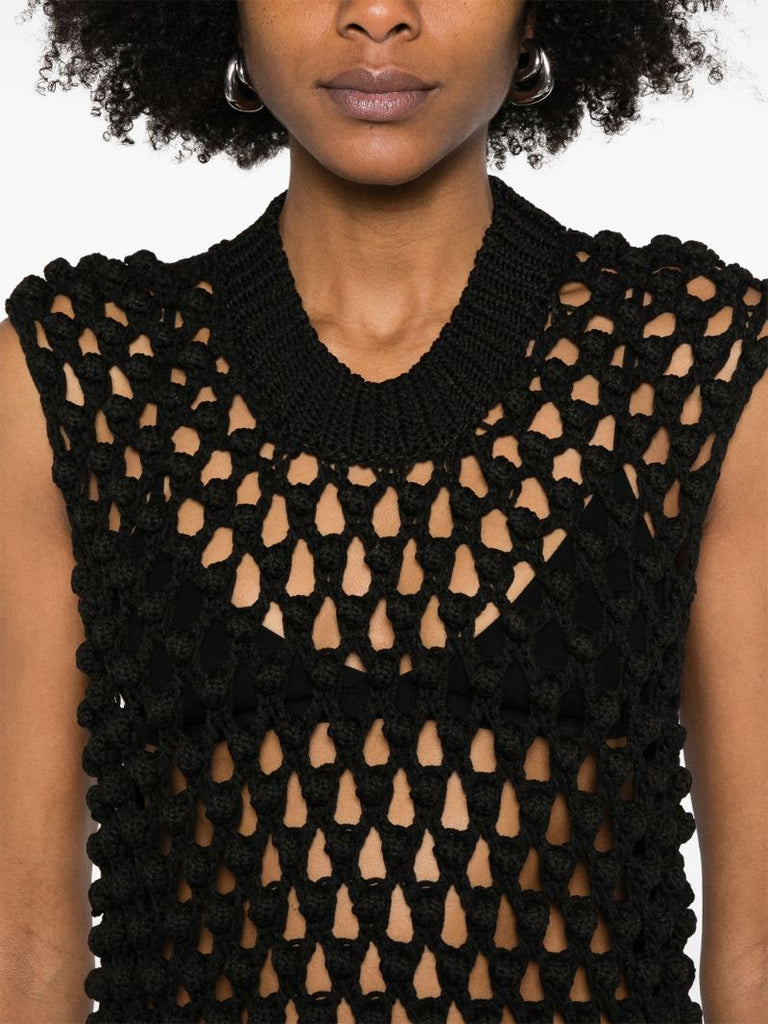 Black Crochet-knit Dressbl