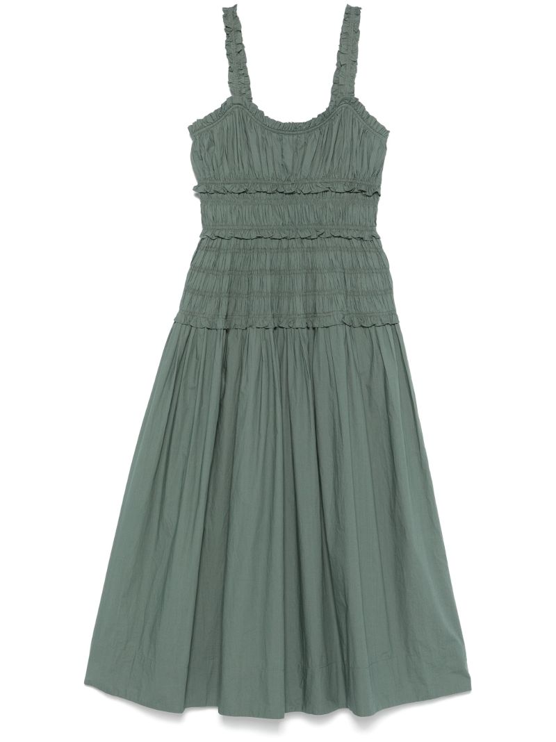 Green Shirred Dress