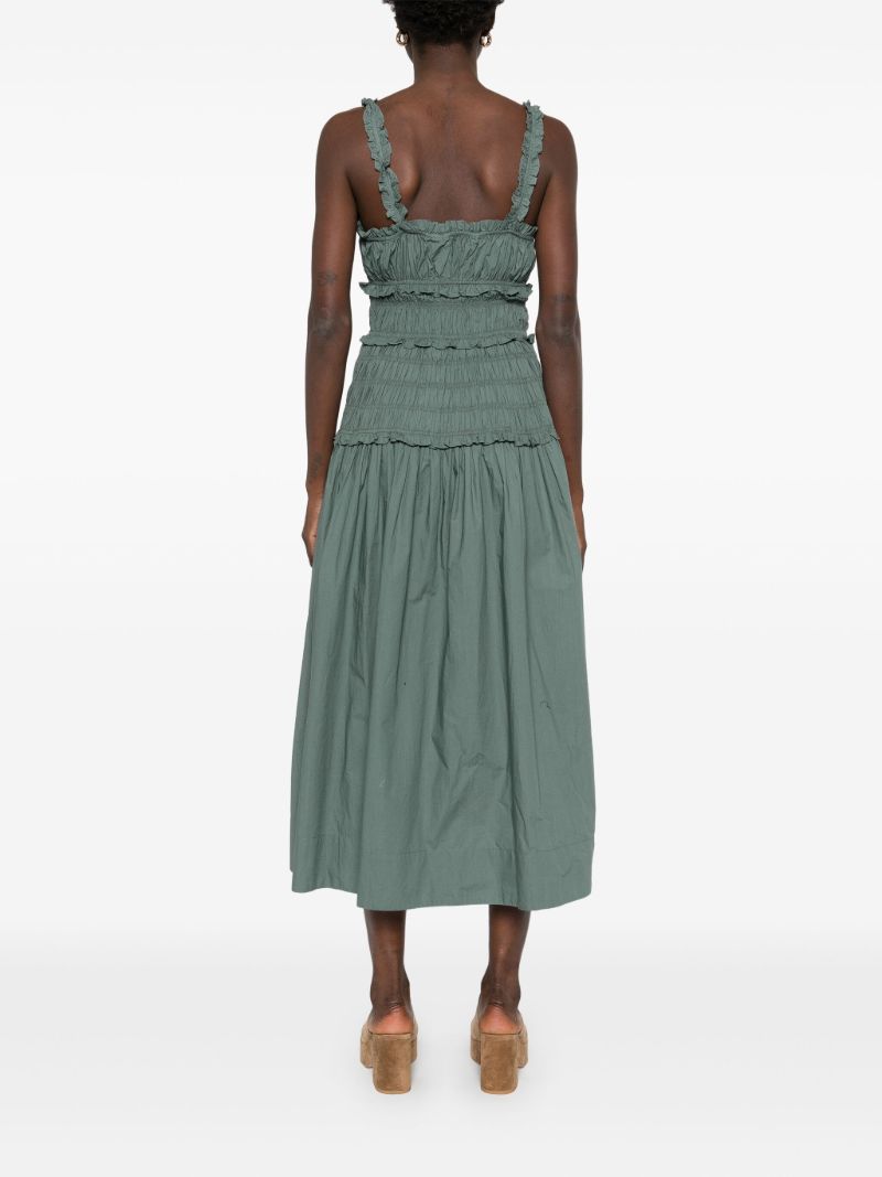 Green Shirred Dress