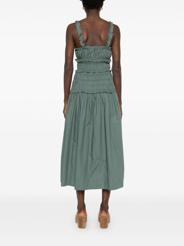 Green Shirred Dress