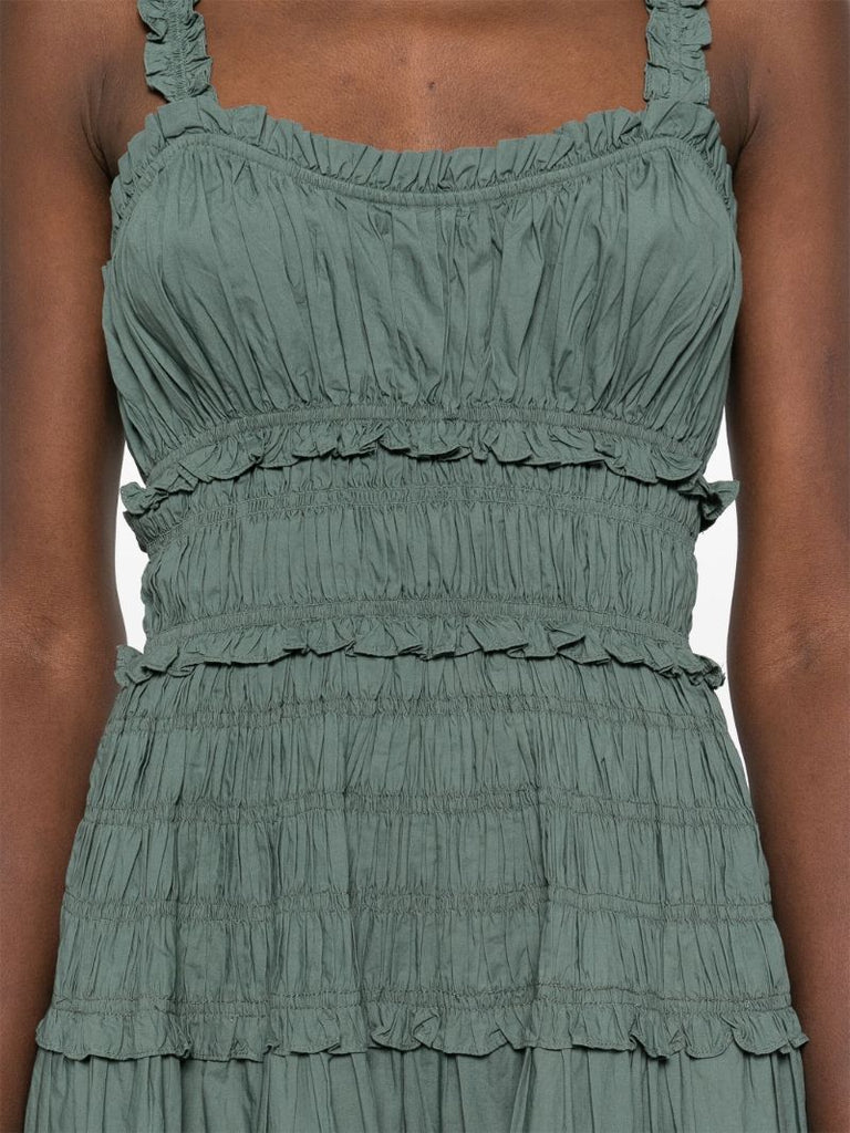 Green Shirred Dress