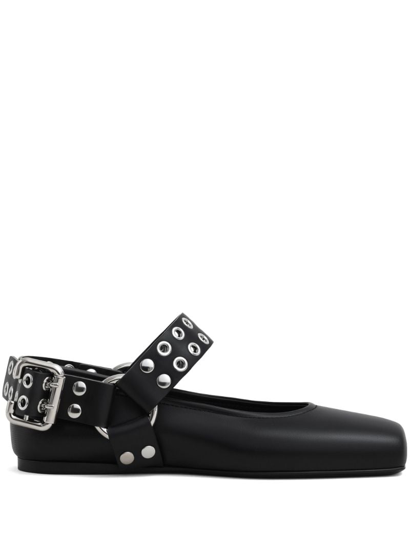 Black Biker Ballet Flats
