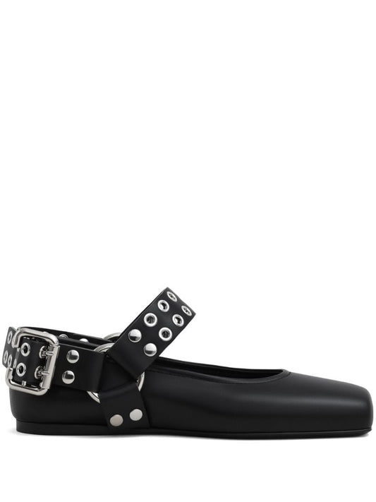 Black Biker Ballet Flats