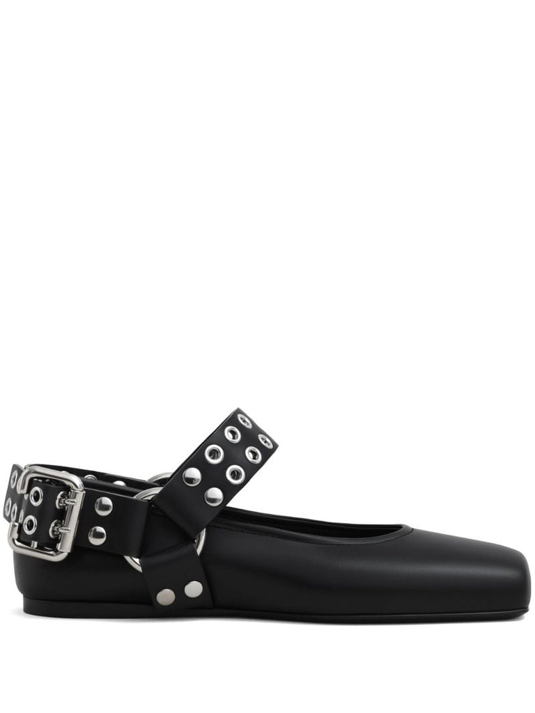 Black Biker Ballet Flats