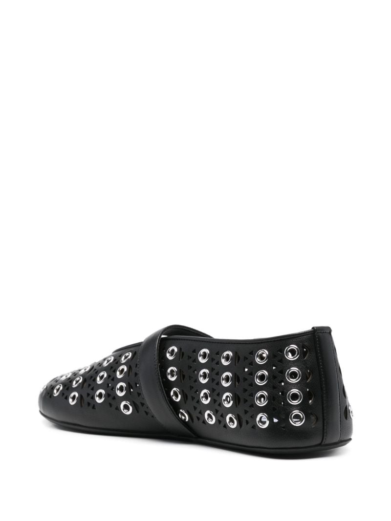 Black Eyelet-embellished Ballet Flats