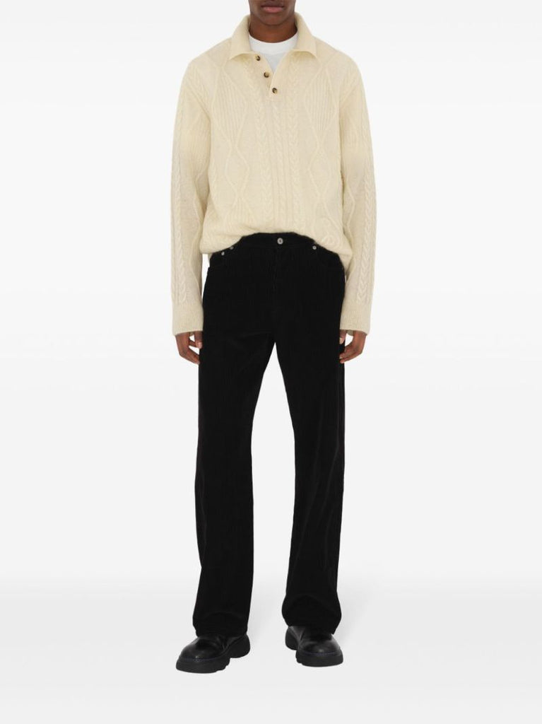 Aran-knit Polo Top