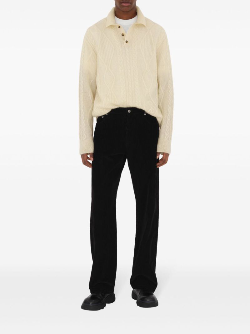 Aran-knit Polo Top
