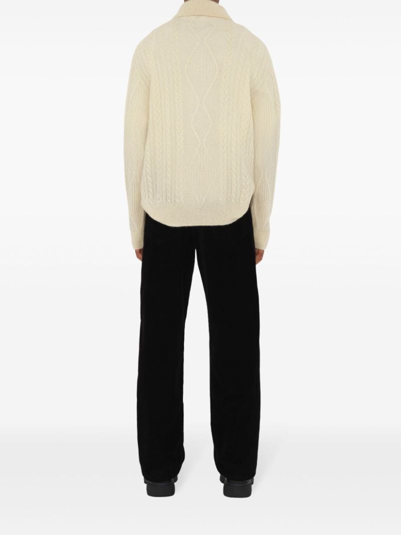 Aran-knit Polo Top