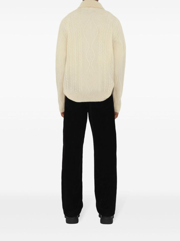 Aran-knit Polo Top