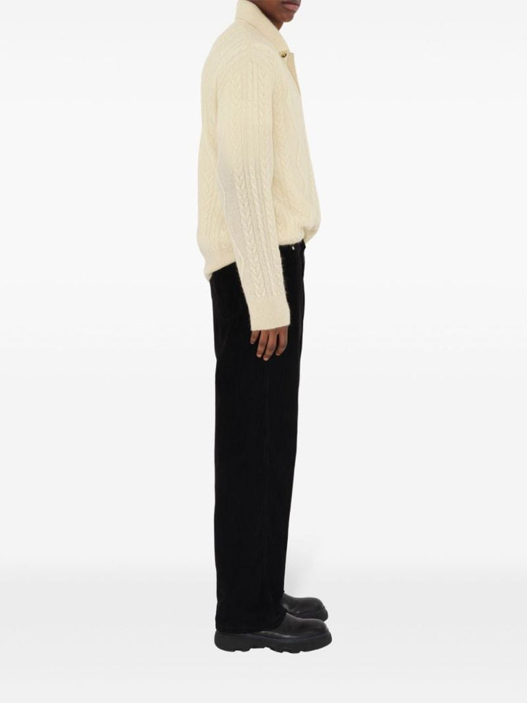 Aran-knit Polo Top