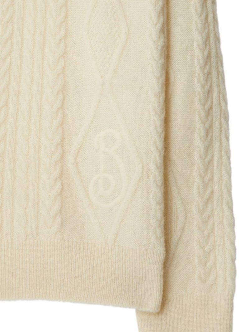 Aran-knit Polo Top