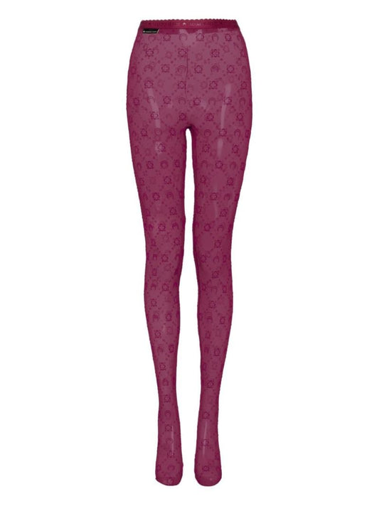 Moonogram-flocked Mesh Tights