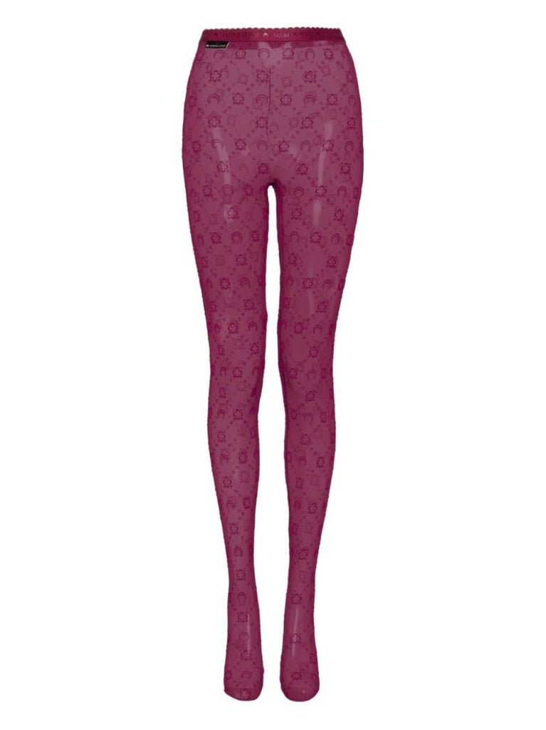 Moonogram-flocked Mesh Tights