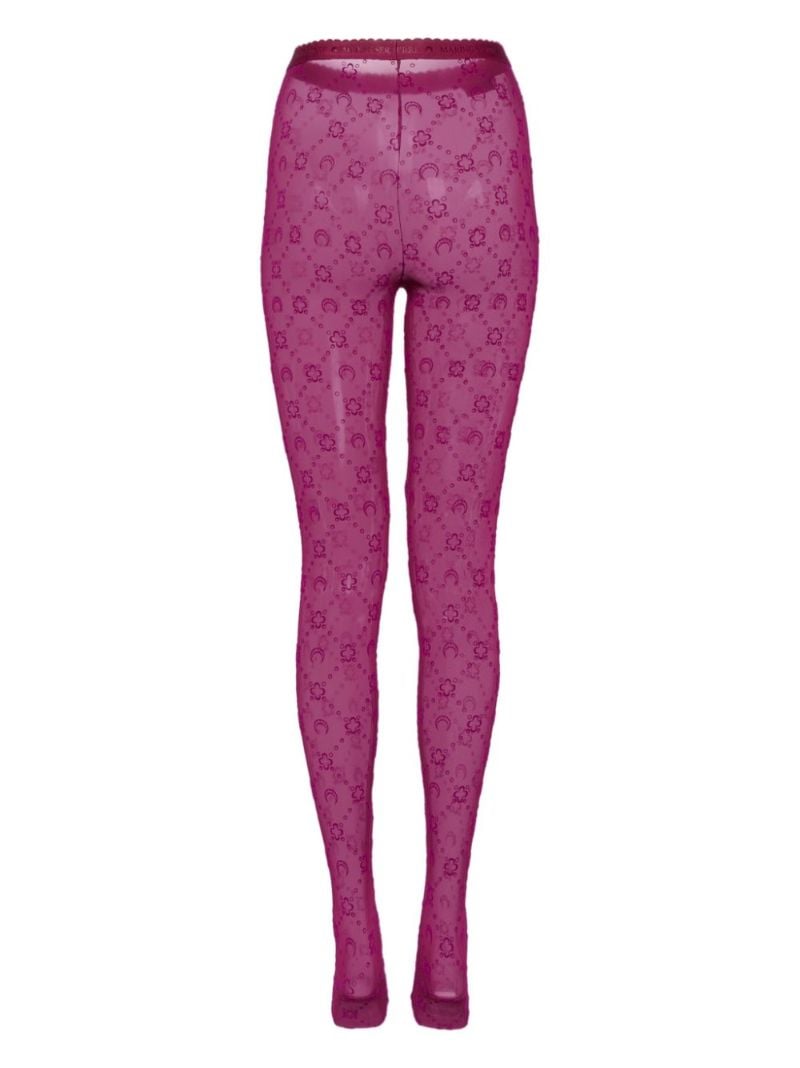 Moonogram-flocked Mesh Tights