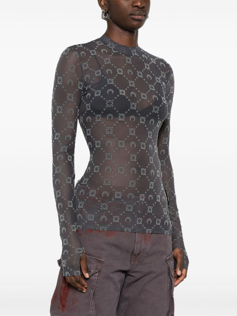 Flocked-moonogram T-shirt