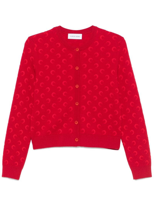 Red Crescent Moon-jacquard Cardigan